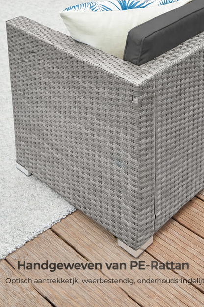 Signature Home Polyrattan Balkonset met Kussens en Glazen Tafel – Tuinset van PE Rotan, Comfortabele Balkon Meubels voor Buiten