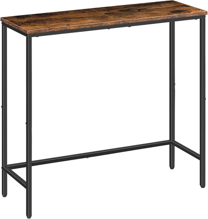 Signature Home Smalle Consoletafel 75 cm – Sidetable & Haltafel voor Kleine Ruimtes – Industriële Wandtafel / Banktafel voor Entree, Hal en Woonkamer – Donkerbruin/Zwart