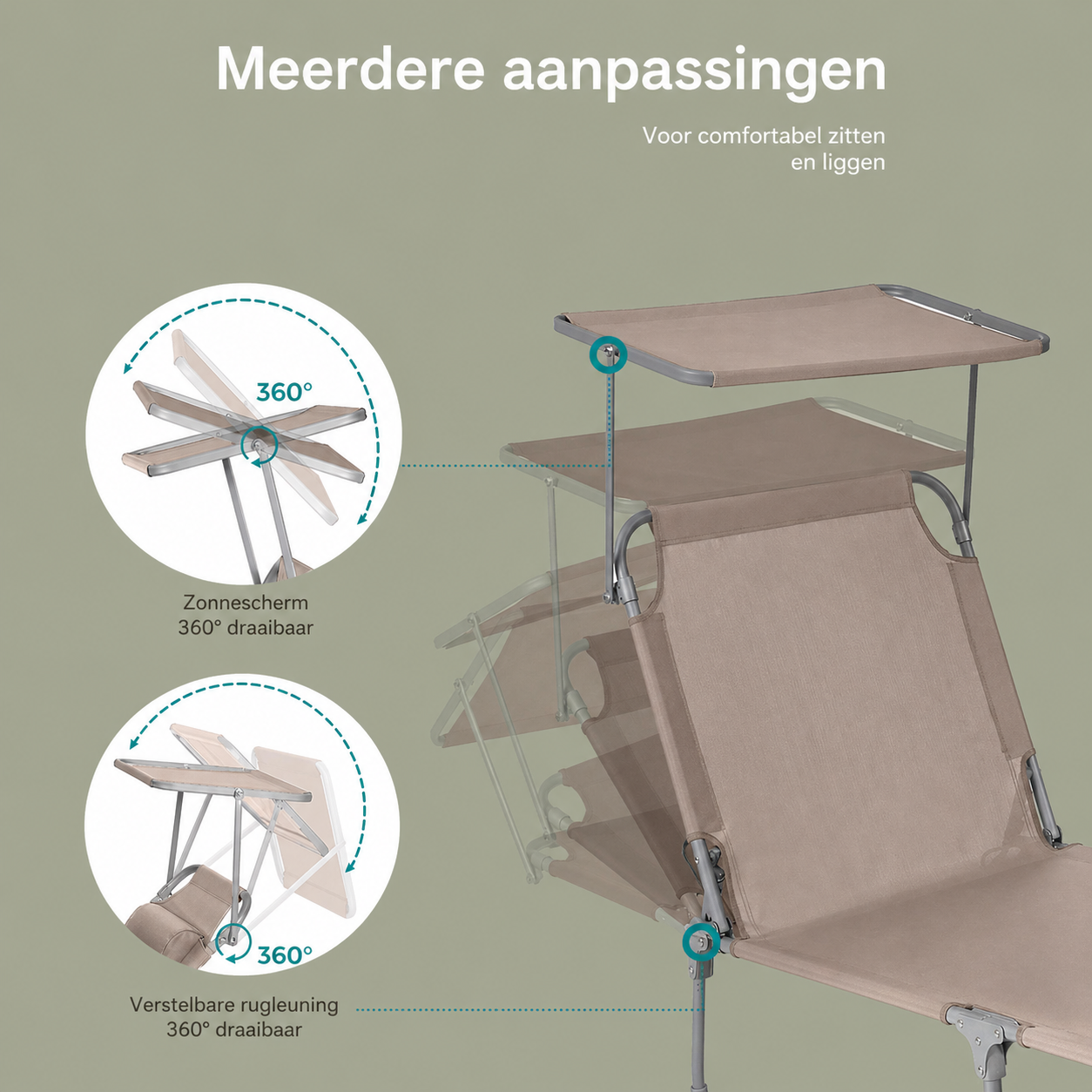 Signature Home Sun Lounger Opvouwbaar – Ligstoel / Deckchair 53 x 193 x 29 cm, Verstelbaar Zonneligbed voor Tuin, Strand en Camping