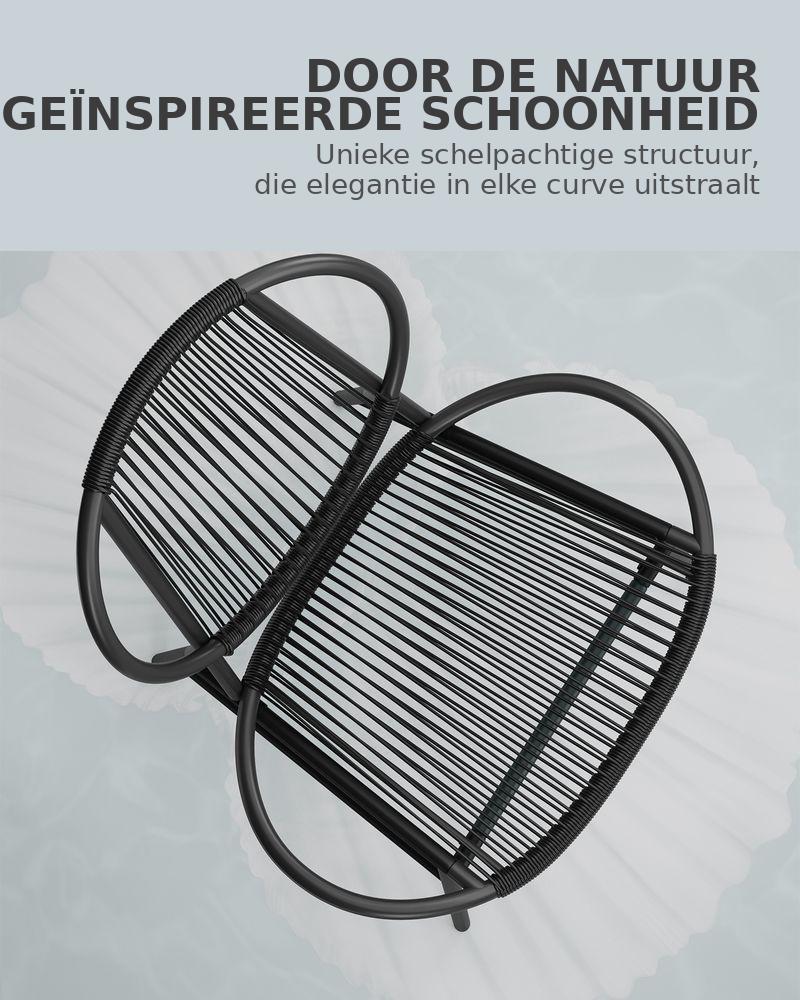 Signature Home Balkonset 3-delig – Bistroset met Tafel en 2 Stoelen, Balkon Meubels, Tuinset in Inktzwart