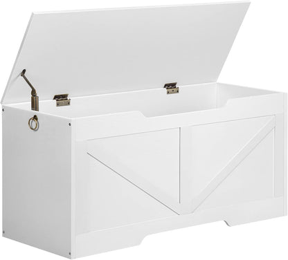 Signature Home Opbergkist met Deksel en Zitbank – 100 cm – Stevige Speelgoedkist met Opbergruimte en 2 Handgrepen – Voor Kinderkamer, Hal, Woonkamer – Wit