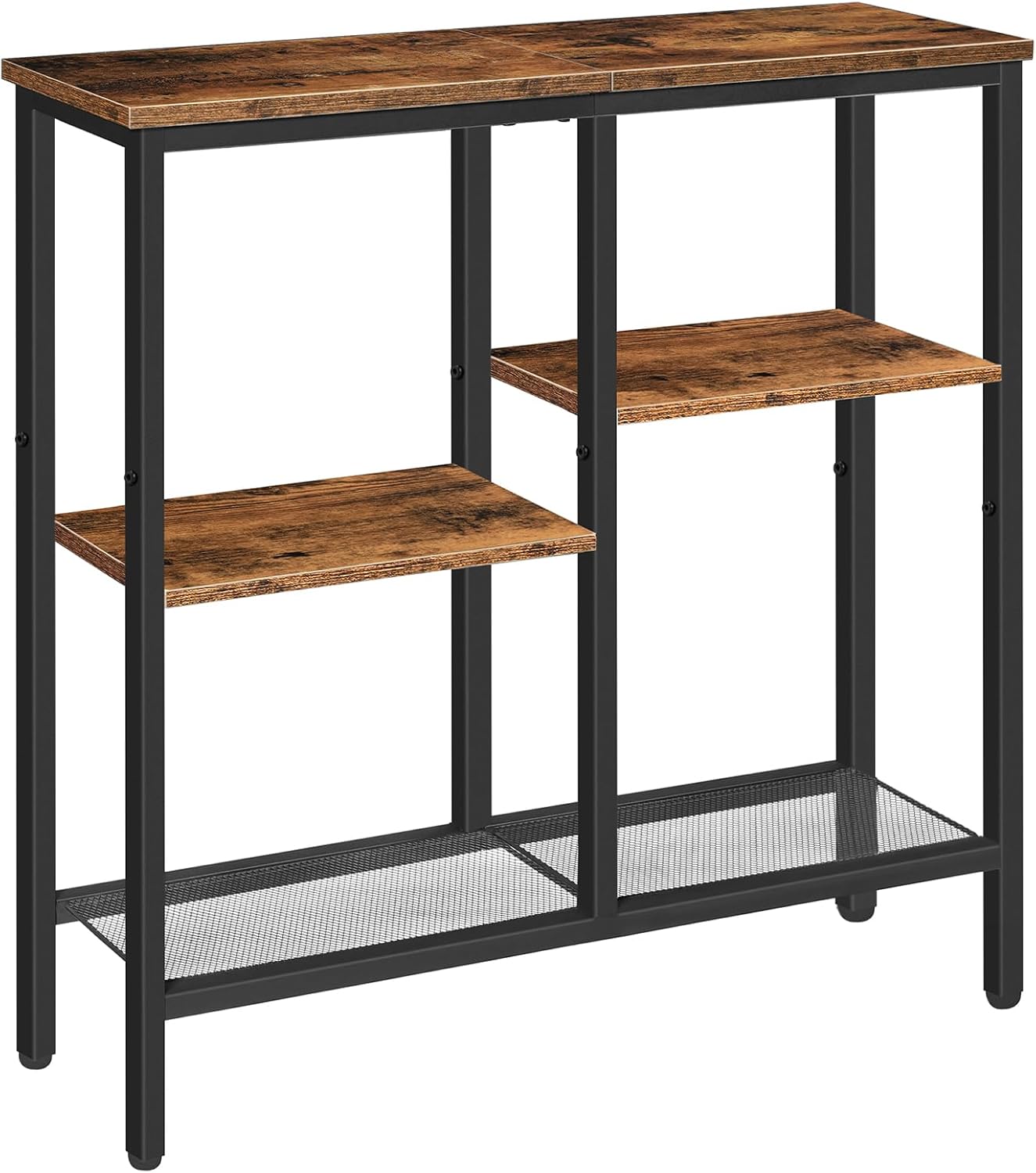 Signature Home Smalle Consoletafel 75 cm – Sidetable voor Hal, Entree en Gang, Haltafel, Smalle Bijzettafel, Industrieel Vintage, Presentatietafel voor Kleine Ruimtes, Rustiek Bruin/Zwart