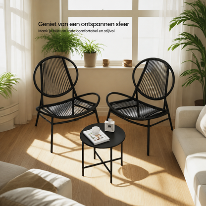 Signature Home Balkonmeubelset 3-delig – Tuinset met Tafel en 2 Stoelen van PE Polyrattan, Weerbestendig & Stijlvol