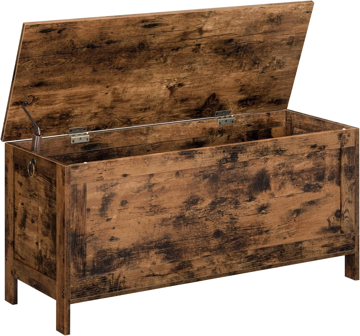 Signature HomeHouten Opbergkist 100 x 40 x 48 cm – Grote Speelgoedkist met Deksel – Opbergbank voor Dekens & Speelgoed – Bedbank / Dekenbox voor Slaapkamer, Hal en Woonkamer – Rustiek Bruin