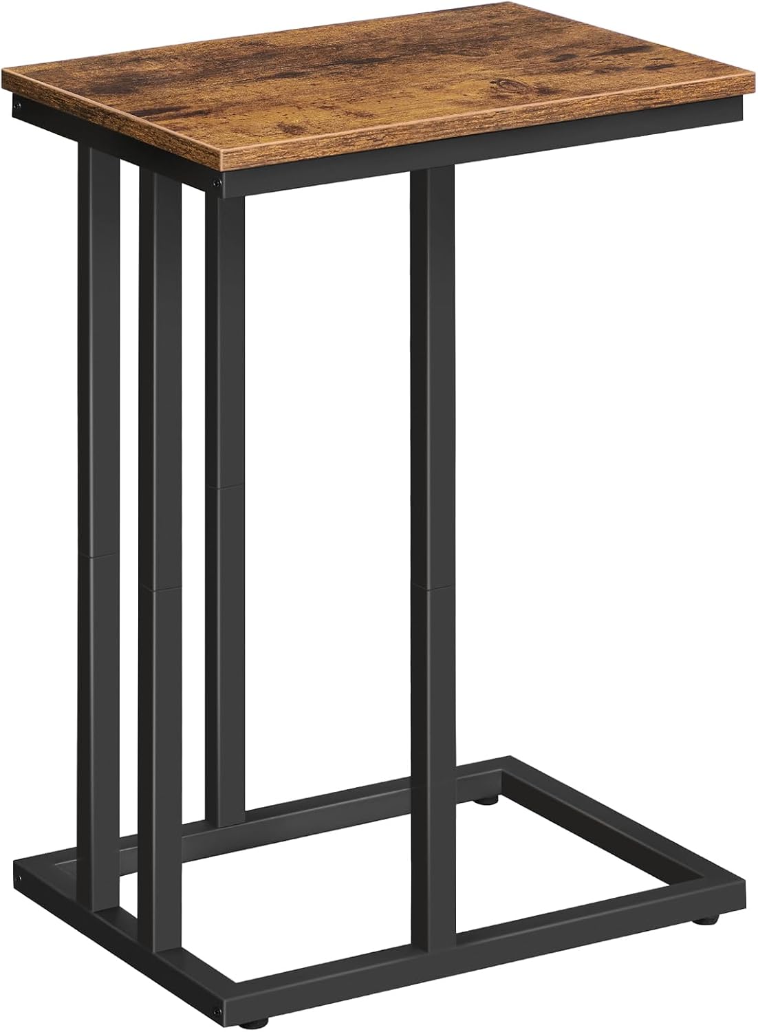Signature Home C-Vormige Bijzettafel – Smalle Hoge Sofa Tafel – Laptoptafel voor Bank – Compacte Salontafel voor Kleine Ruimtes, Woonkamer & Slaapkamer – Rustiek Bruin