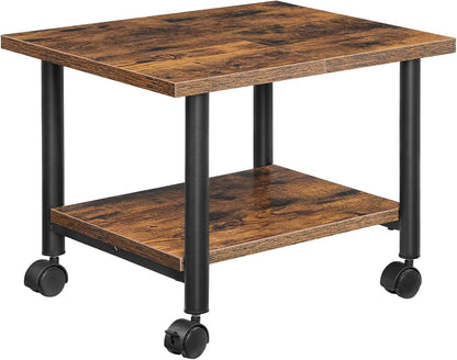 Signature Home Printertafel op Wielen – 2-Laags Printerstandaard met Opbergplank – Verrijdbaar Printerrek met Vergrendelbare Wielen – Stevig Metalen Frame – Industrieel voor Kantoor & Thuis