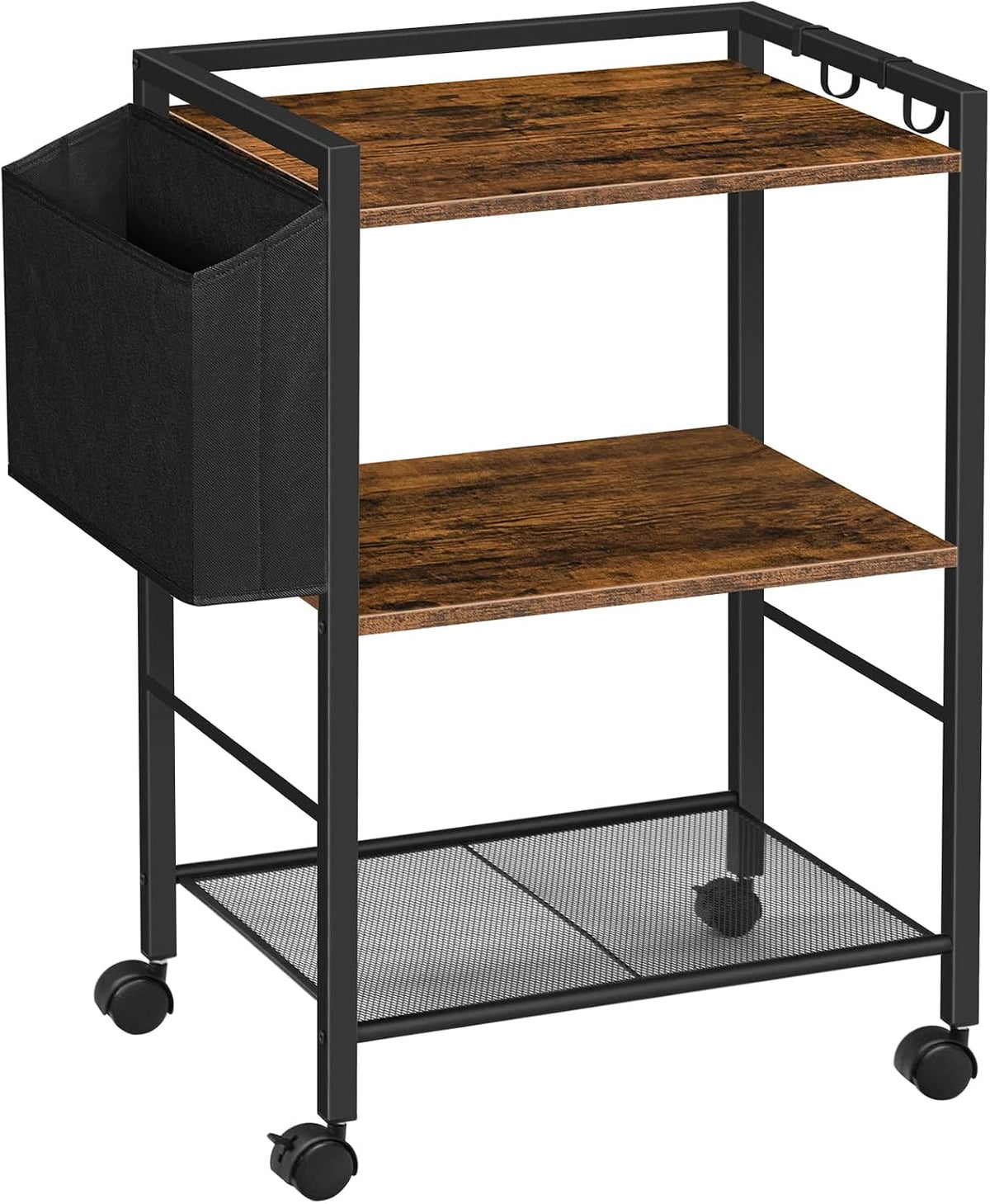 Signature Home Printertafel op Wielen – Verrijdbare Printerstandaard met 3 Niveaus – Printerkast met Verstelbare Planken en Documentenmand – Mobiele Printerwagen met Opbergruimte voor Kantoor en Thuis – 52 x 40 x 80,5 cm
