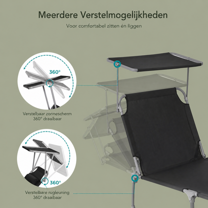 Signature Home Opvouwbare Ligstoel – Zonneligbed 53 x 193 x 29 cm, Verstelbare Deckchair voor Tuin, Strand en Camping