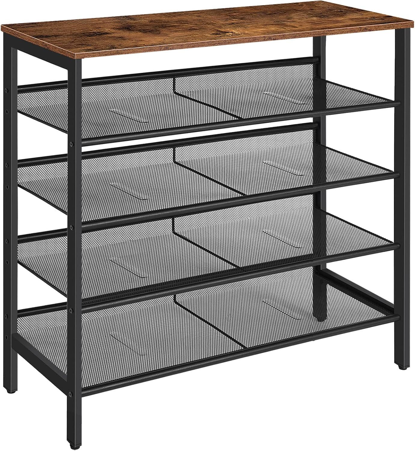 Signature Home Schoenenrek 5 Laags – Verstelbare Schoenenbank met Vlakke en Kantelbare Planken – Stevig Metalen Schoenenrek – Industrieel Schoenenrek voor Hal, Entree, Gang en Slaapkamer