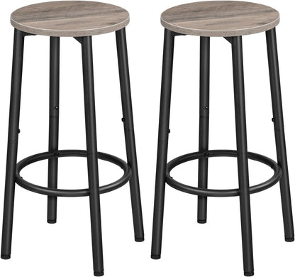 Signature Home Barkrukken Set van 2 – Ronde Barstoelen met Voetensteun, Stevig Metalen Frame, Industriële Keukenkrukken voor Ontbijtbar, Eetkamer en Pub, Greige en Zwart