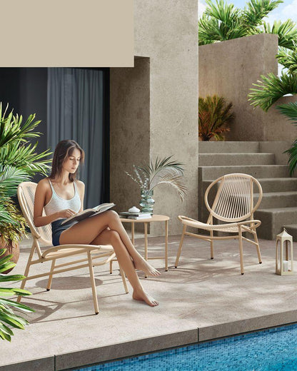 Signature Home Balkonset 3-delig – Bistroset met Tafel en 2 Stoelen, Balkon Meubels, Tuinset in Camel Bruin