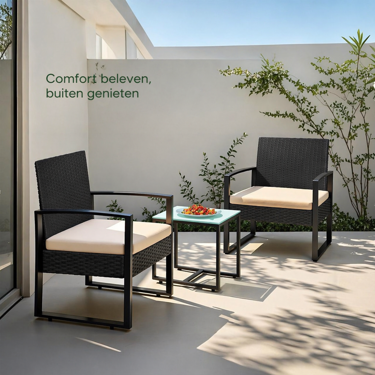 Signature Home Polyrattan Balkonset – Tuinmeubelset van PE Rotan, Weerbestendige Balkon- en Tuinmeubelen voor Terras en Buiten
