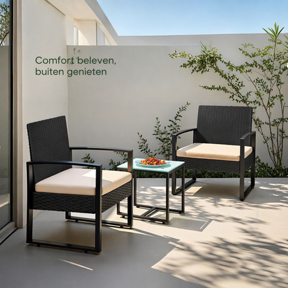 Signature Home Polyrattan Balkonset – Tuinmeubelset van PE Rotan, Weerbestendige Balkon- en Tuinmeubelen voor Terras en Buiten