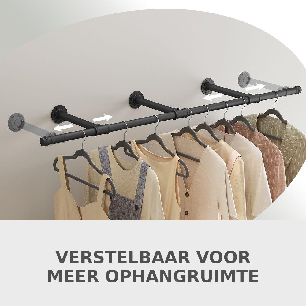 Signature Home Kledingrek voor aan de Wand – Stevige Garderobestang Wandmontage, Industrieel Design
