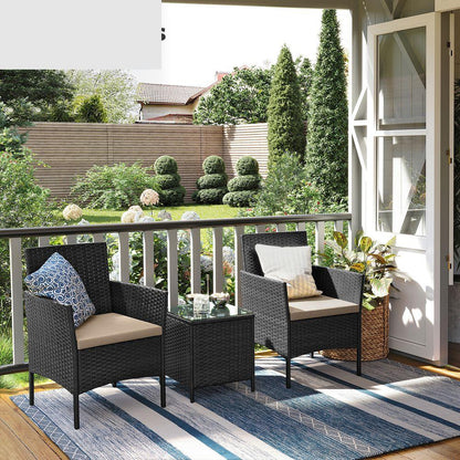 Signature Home Tuinset 3-delig – Tuinmeubelen met Tafel en 2 Stoelen, Balkonset voor Binnen & Buiten