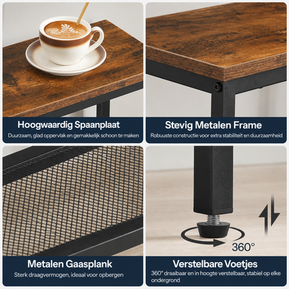 Signature Home Smalle Consoletafel 75 cm – Sidetable voor Hal, Entree en Gang, Haltafel, Smalle Bijzettafel, Industrieel Vintage, Presentatietafel voor Kleine Ruimtes, Rustiek Bruin/Zwart