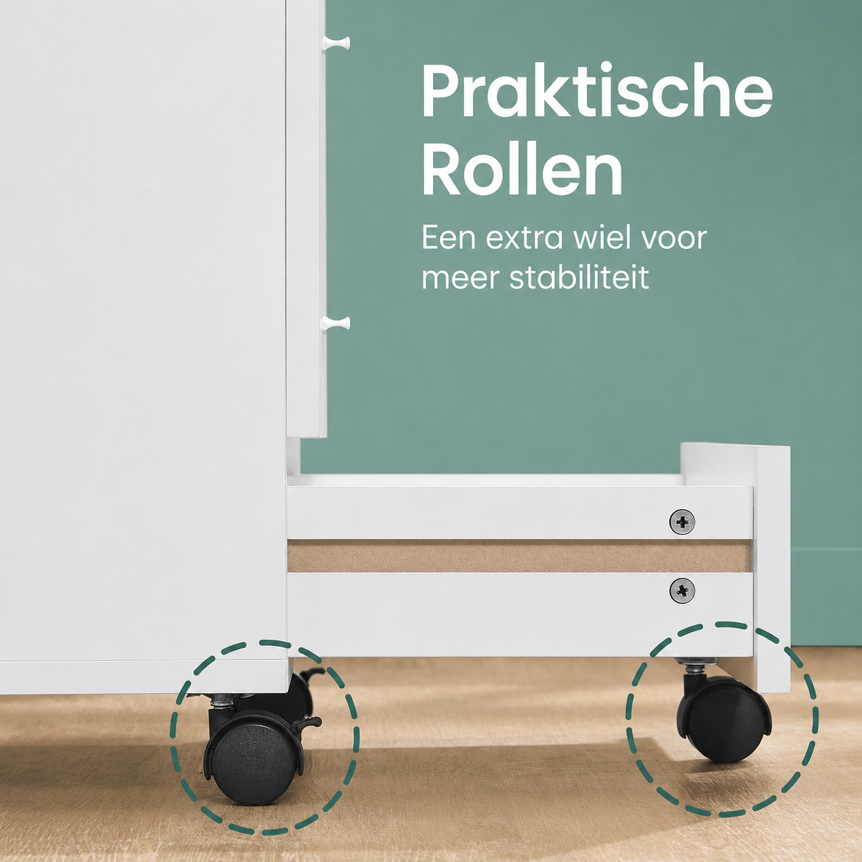 Verrijdbaar Ladeblok met 5 Laden, Bureaukast op Wielen, Mobiele Opbergkast voor Kantoor, Thuiskantoor en Documentenopslag