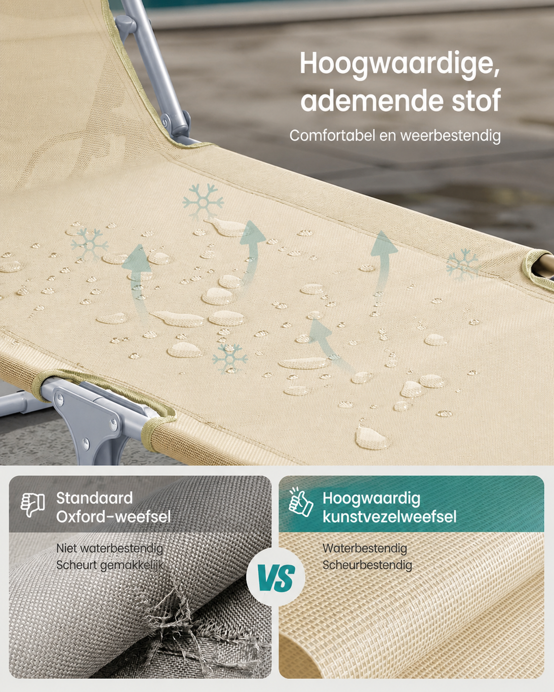 Signature Home Opvouwbare Ligstoel 189 x 53 x 28,5 cm met Verstelbare Rugleuning en Zonnedak – Comfortabele Tuin Ligbed voor Buiten