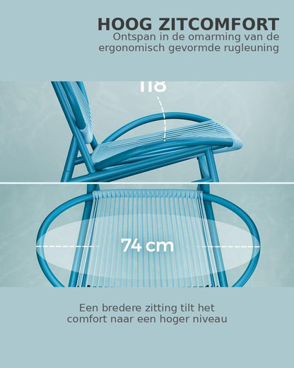 Signature Home Balkonset 3-delig – Tafel en 2 Stoelen, Bistroset Balkon Meubels, Tuinset in Zeeblauw