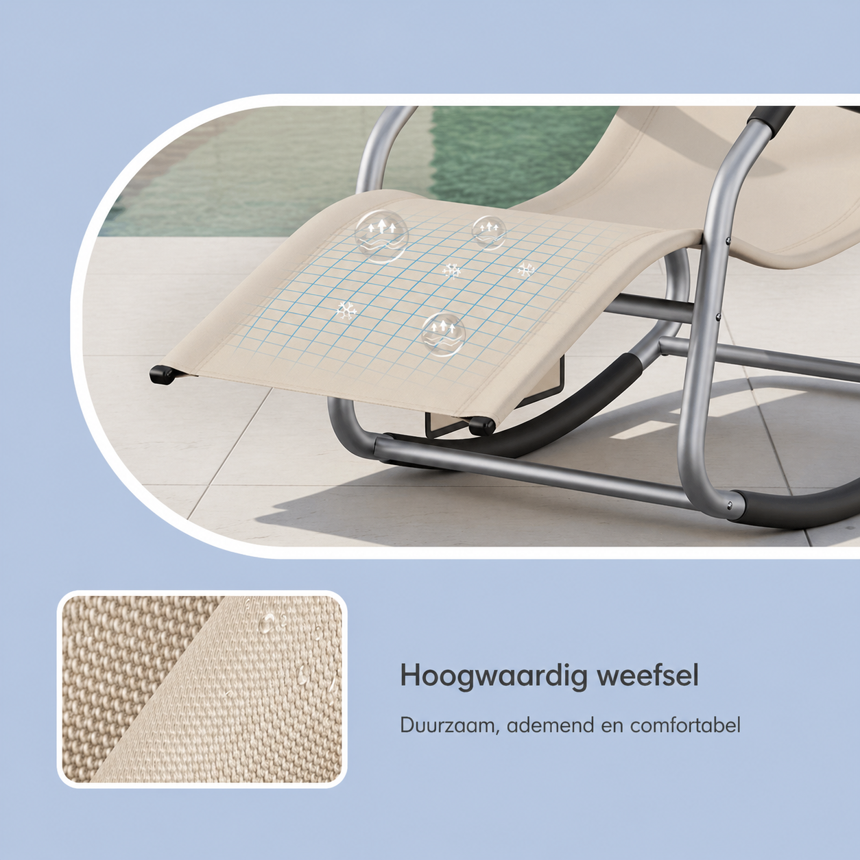 Signature Home Relax Schommelstoel met Verstelbare Hoofdsteun – Comfortabele Lounger met Stalen Frame voor Tuin, Balkon en Terras