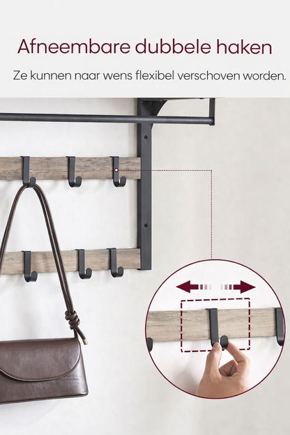 Signature Home Wandrek met Kledingstang – Moderne Wandgarderobe voor Hal, Gang en Slaapkamer