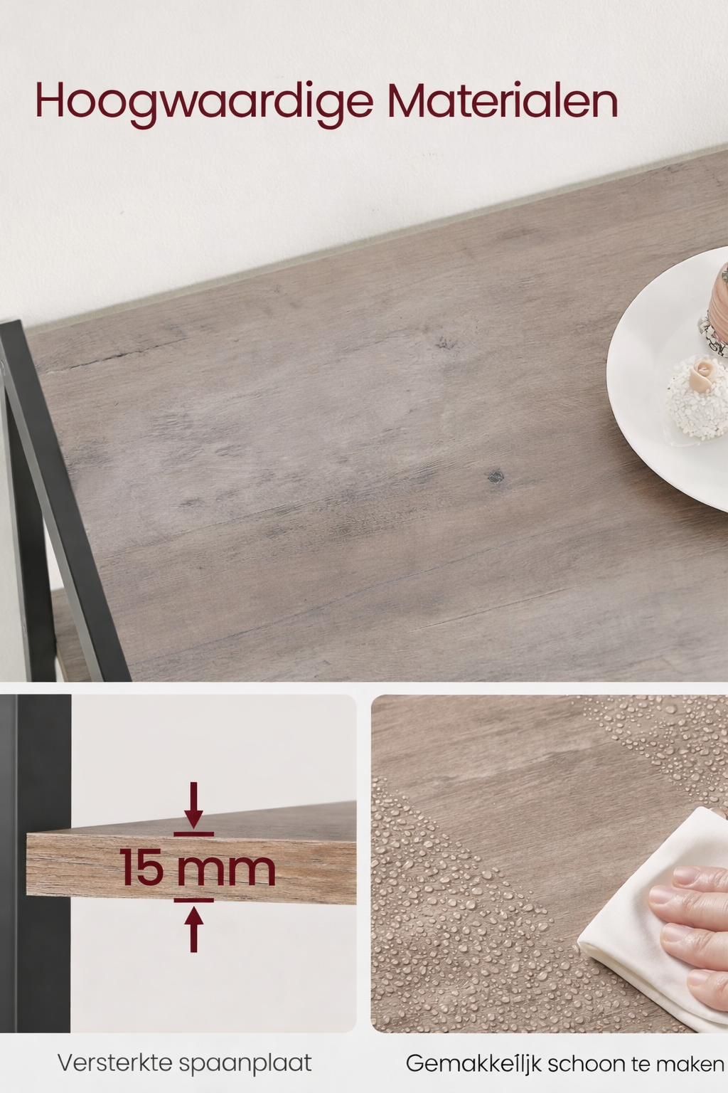 Signature Home Keukenrek met 2 Metalen Manden – Keuken Opbergrek – Keukenkast Organizer – Greige-Zwart