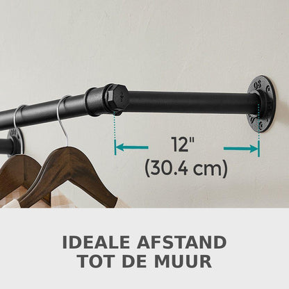 Signature Home Kledingrek voor aan de Wand – Stevige Garderobestang Wandmontage, Industrieel Design