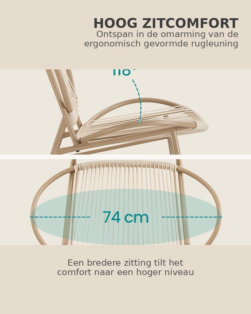 Signature Home Balkonset 3-delig – Bistroset met Tafel en 2 Stoelen, Balkon Meubels, Tuinset in Camel Bruin
