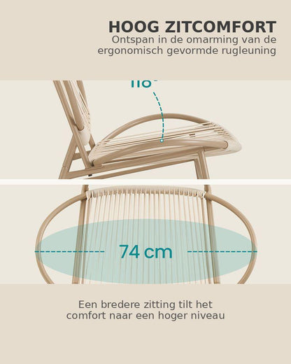 Signature Home Balkonset 3-delig – Bistroset met Tafel en 2 Stoelen, Balkon Meubels, Tuinset in Camel Bruin