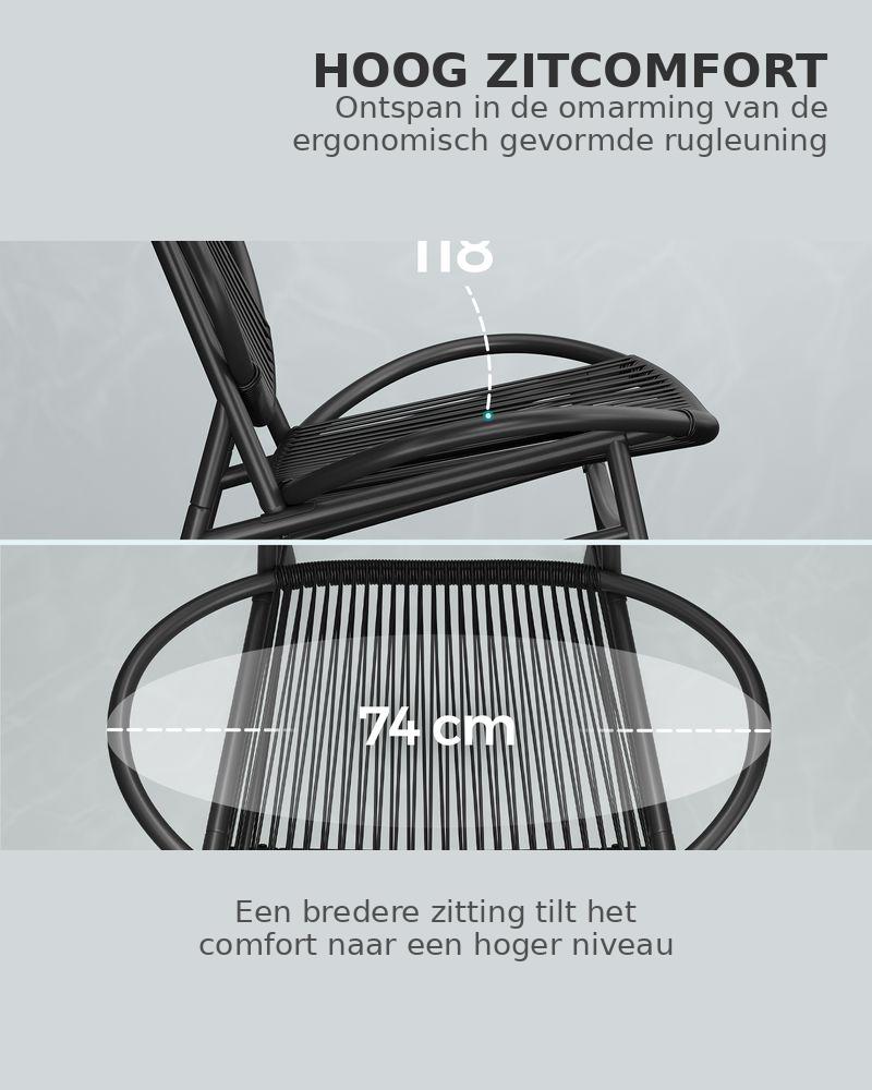 Signature Home Balkonset 3-delig – Bistroset met Tafel en 2 Stoelen, Balkon Meubels, Tuinset in Inktzwart