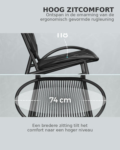 Signature Home Balkonset 3-delig – Bistroset met Tafel en 2 Stoelen, Balkon Meubels, Tuinset in Inktzwart