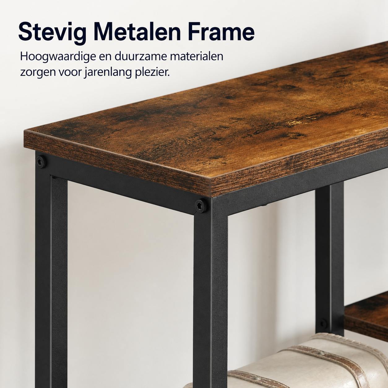 Signature Home Smalle Consoletafel 75 cm – Sidetable voor Hal, Entree en Gang, Haltafel, Smalle Bijzettafel, Industrieel Vintage, Presentatietafel voor Kleine Ruimtes, Rustiek Bruin/Zwart