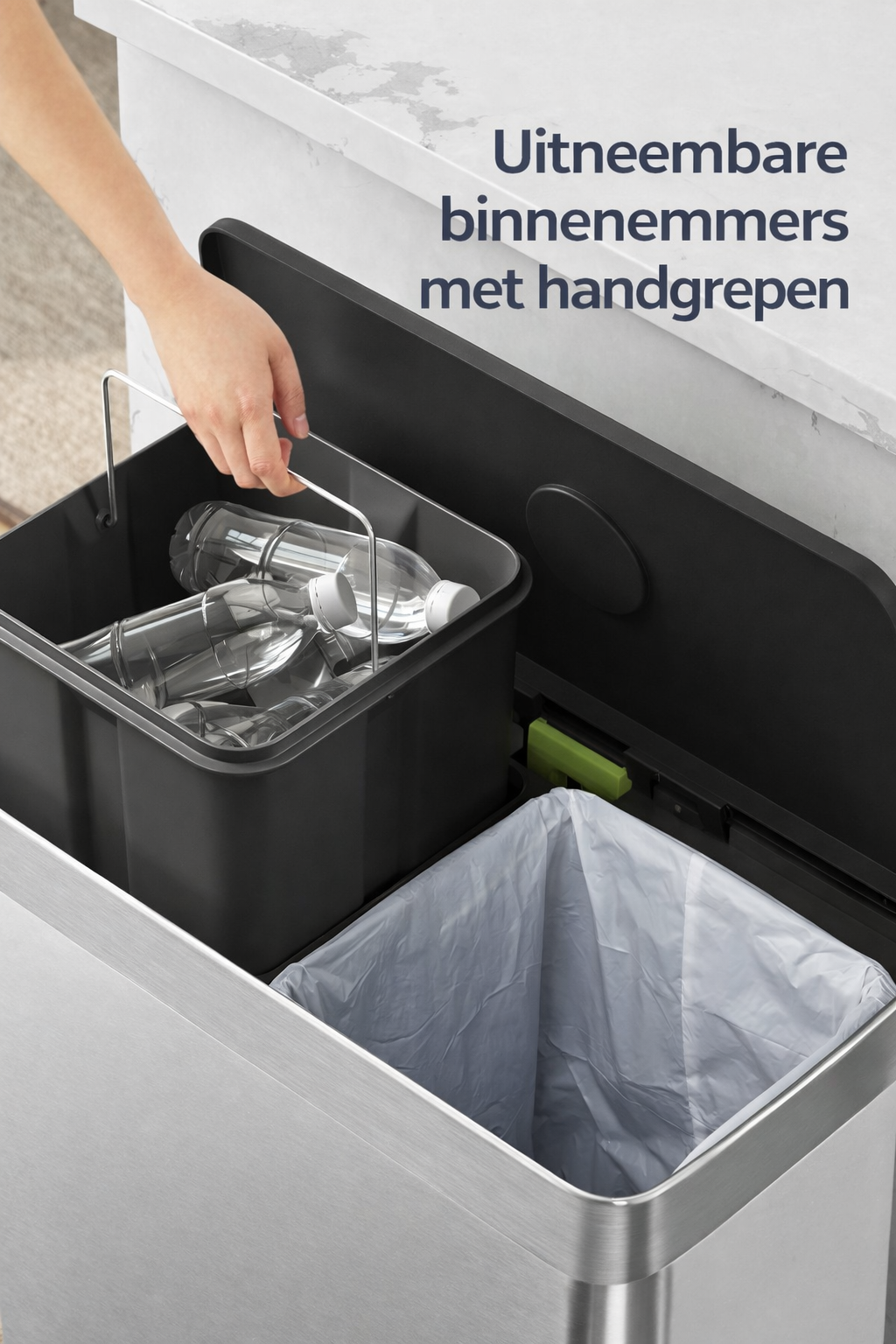 Signature Home Keukenvuilnisbak met Softclose Deksel – Stil Sluitende Prullenbak met Binnenemmer