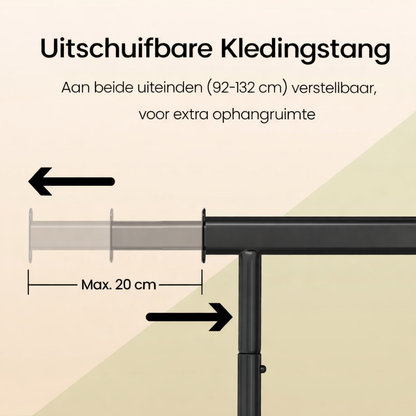 Signature Home Heavy Duty Kledingrek met Wielen – Uitschuifbaar Garderoberek – Sterke Metalen Kledingstang