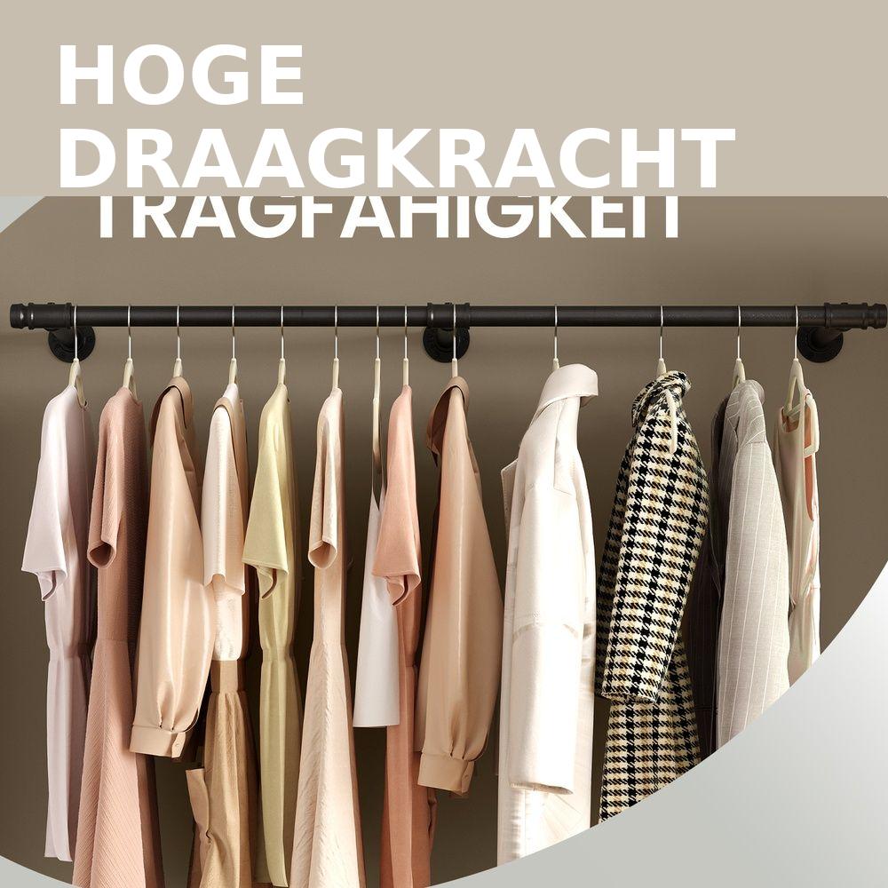 Signature Home Kledingrek voor aan de Wand – Stevige Garderobestang Wandmontage, Industrieel Design