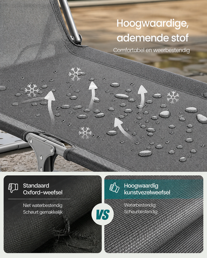 Signature Home Opvouwbaar Zonneligbed 189 x 53 x 28,5 cm met Verstelbare Rugleuning en Zonnescherm – Comfortabele Ligstoel voor Tuin, Strand en Camping