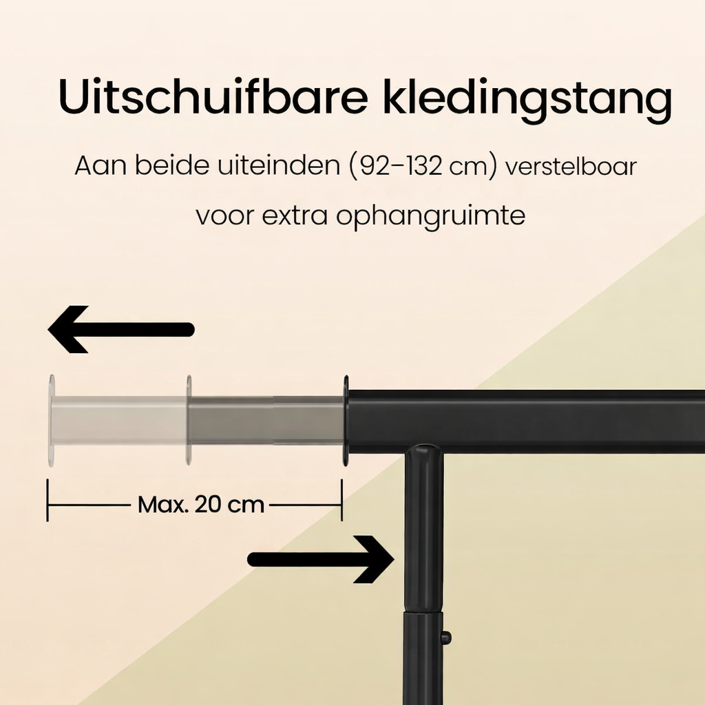 Signature Home Kledingrek op Wielen – Heavy Duty Metalen Garderoberek met Uitschuifbare Kledingstang, Verstelbaar en Verrijdbaar Kledingrek voor Slaapkamer, Hal of Winkel