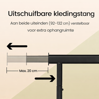 Signature Home Kledingrek op Wielen – Heavy Duty Metalen Garderoberek met Uitschuifbare Kledingstang, Verstelbaar en Verrijdbaar Kledingrek voor Slaapkamer, Hal of Winkel