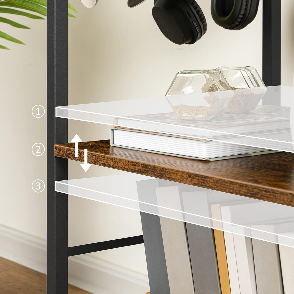Signature Home Printertafel op Wielen – Verrijdbare Printerstandaard met 3 Niveaus – Printerkast met Verstelbare Planken en Documentenmand – Mobiele Printerwagen met Opbergruimte voor Kantoor en Thuis – 52 x 40 x 80,5 cm