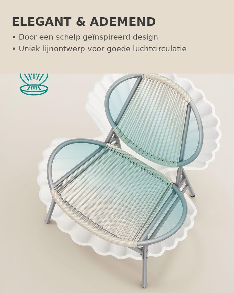 Signature Home Tuinset 3-delig – Polyrattan Balkonset met Tafel en 2 Stoelen, PE Rotan Tuinmeubels in Duifgrijs
