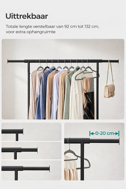 Signature Home Industrieel Kledingrek met Wielen – Metalen Garderoberek in Industriële Stijl