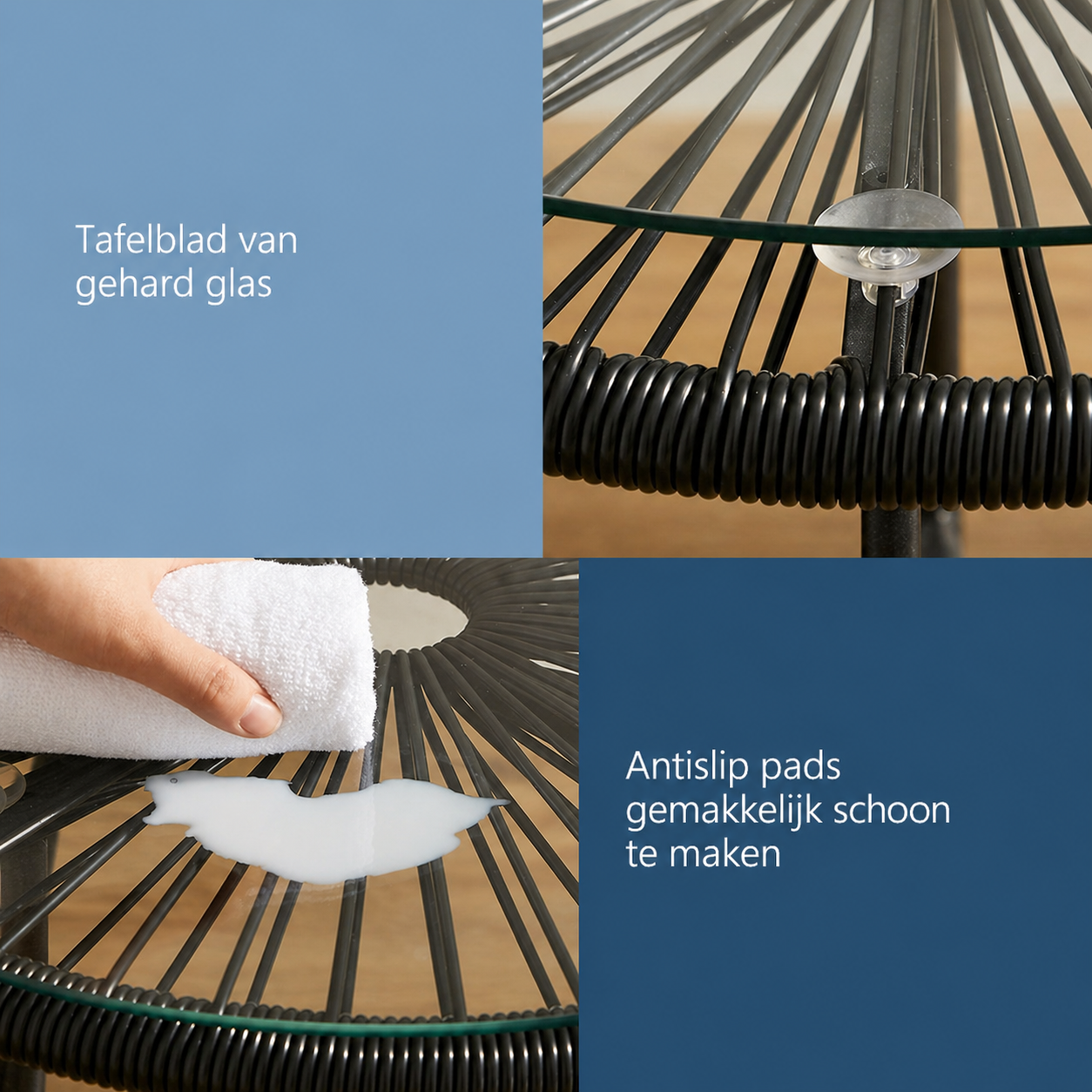 Signature Home 3-delige Balkonset – Tuinmeubelset met 2 Stoelen en Tafel, Compacte Balkon Meubels voor Tuin, Terras en Balkon