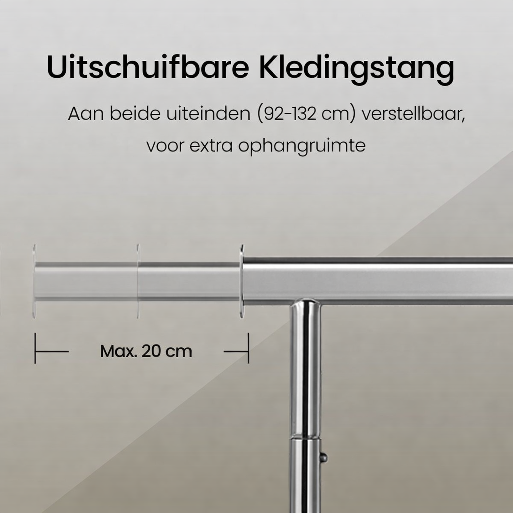Signature Home Heavy Duty Kledingrek met Wielen – Uitschuifbaar Garderoberek – Verstelbare Kledingstang