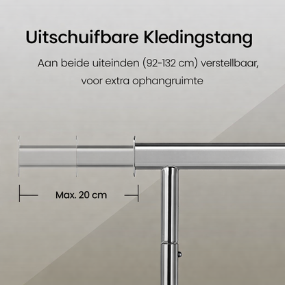 Signature Home Heavy Duty Kledingrek met Wielen – Uitschuifbaar Garderoberek – Verstelbare Kledingstang