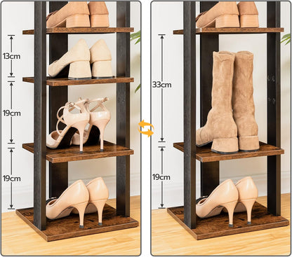 Signature Home Schoenenrek 8 Laags – Smal Schoenenrek met 2 Haken – Ruimtebesparende Schoenenkast – Stevig Schoenenopbergrek met 8 Niveaus – Schoenen Organizer voor Hal, Entree, Woonkamer en Slaapkamer