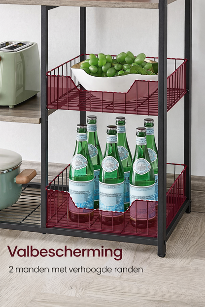 Signature Home Keukenrek met 2 Metalen Manden – Keuken Opbergrek – Keukenkast Organizer – Greige-Zwart