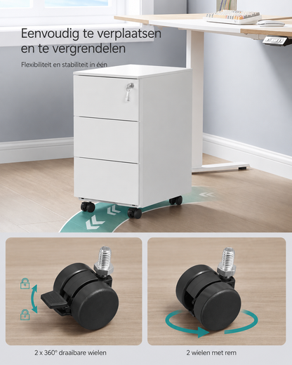 Signature Home Ladekast met 3 Laden 40 x 30 x 54 cm – Mat Wit, Compact Opbergmeubel voor Slaapkamer, Woonkamer en Hal