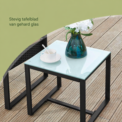 Signature Home Polyrattan Balkonset – Tuinmeubelset van PE Rotan, Weerbestendige Balkon- en Tuinmeubelen voor Terras en Buiten