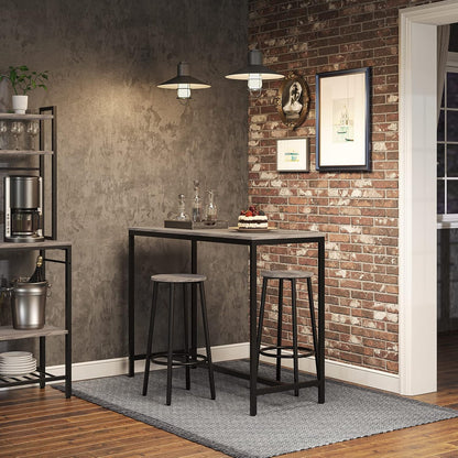 Signature Home Barkrukken Set van 2 – Ronde Barstoelen met Voetensteun, Stevig Metalen Frame, Industriële Keukenkrukken voor Ontbijtbar, Eetkamer en Pub, Greige en Zwart