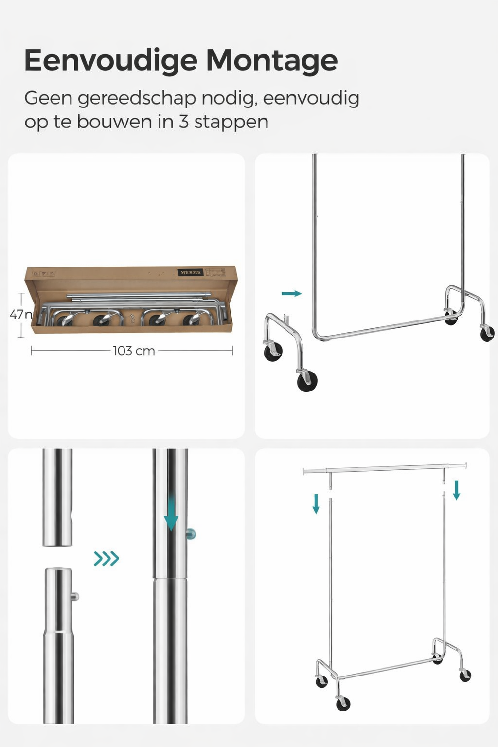 Signature Home Kledingrek Heavy Duty 130 kg Draagvermogen – Stevig Metalen Garderoberek